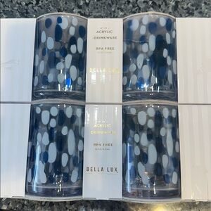Bella Lux acrylic set of 4 tumblers featuring a blue and white speckled pattern